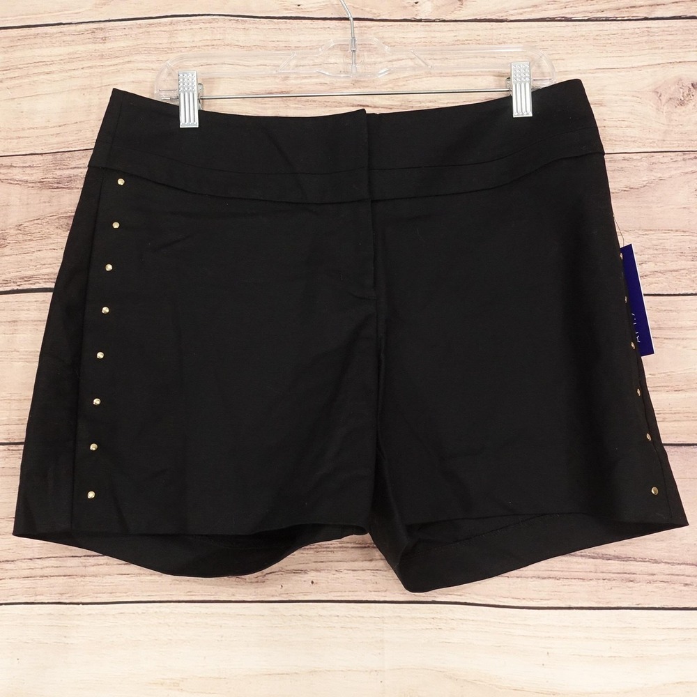 APT 9 Chino Shorts Womens Size 10 Black 34 Waist 4.5 Inseam Stretch Studded